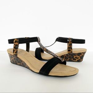 Alfani Womens Voyage Open Toe Casual Platform Sandals Leopard Black 9.5 Slip On